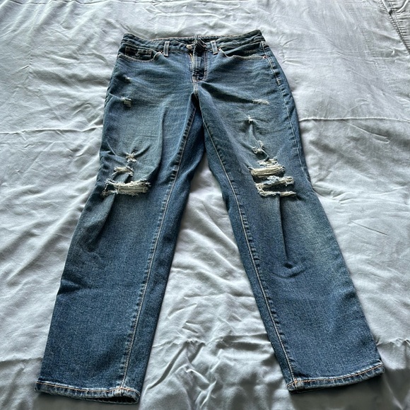 Old Navy OG straight high rise jeans - Stonewash Indigo slightly ripped - BUNDLE - Picture 2 of 6